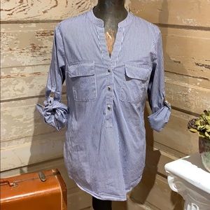 Ivanka Trump navy gingham blouse